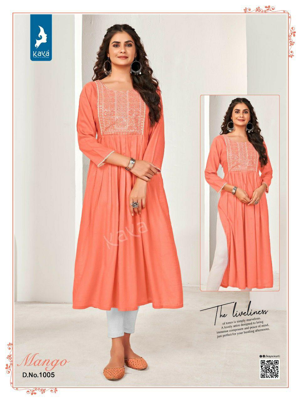 Kaya Mango Fancy Wear Stylish Designer Long Kurti Collection